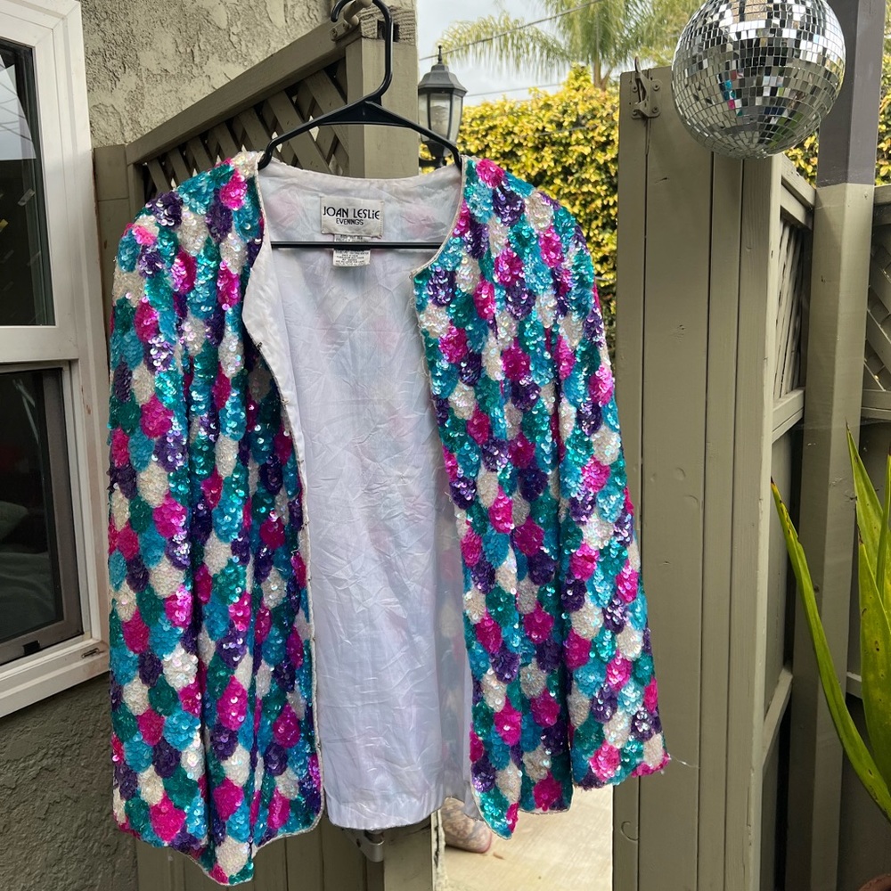 Vintage rainbow fish sequin jacket